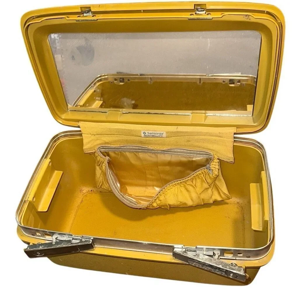 Vintage MCM Samsonite Saturn Retro Vanity Case Hard Suitcase Harvest Gold Yellow